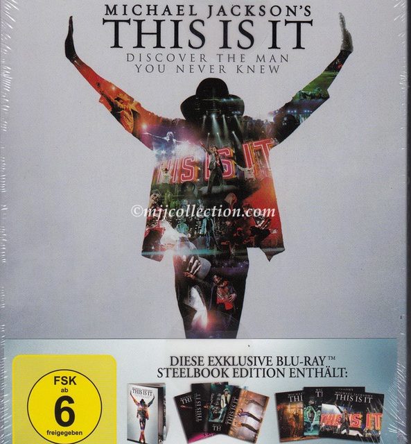 This Is It – 24 Page Photo Booklet – 4 Postcards – 3 Backstage Passes – Steelbook – Blu-ray Disc – 2010 (Germany)