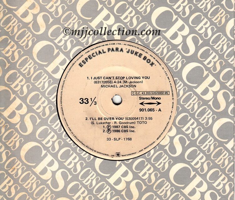 I Just Can’t Stop Loving You – Various – Especial Para Jukebox – 7″ Single – 1987 (Brazil)